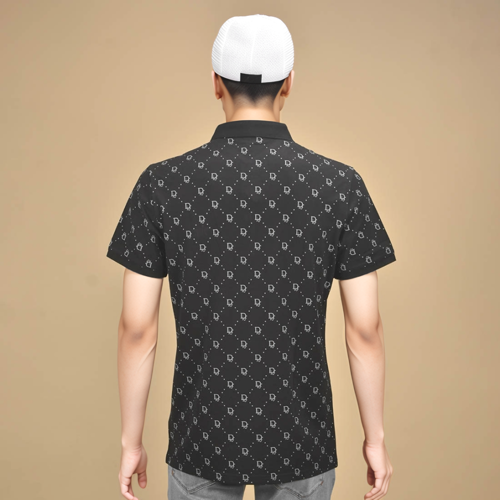 Dior Printed Black Premium Quality Polo Tees-2