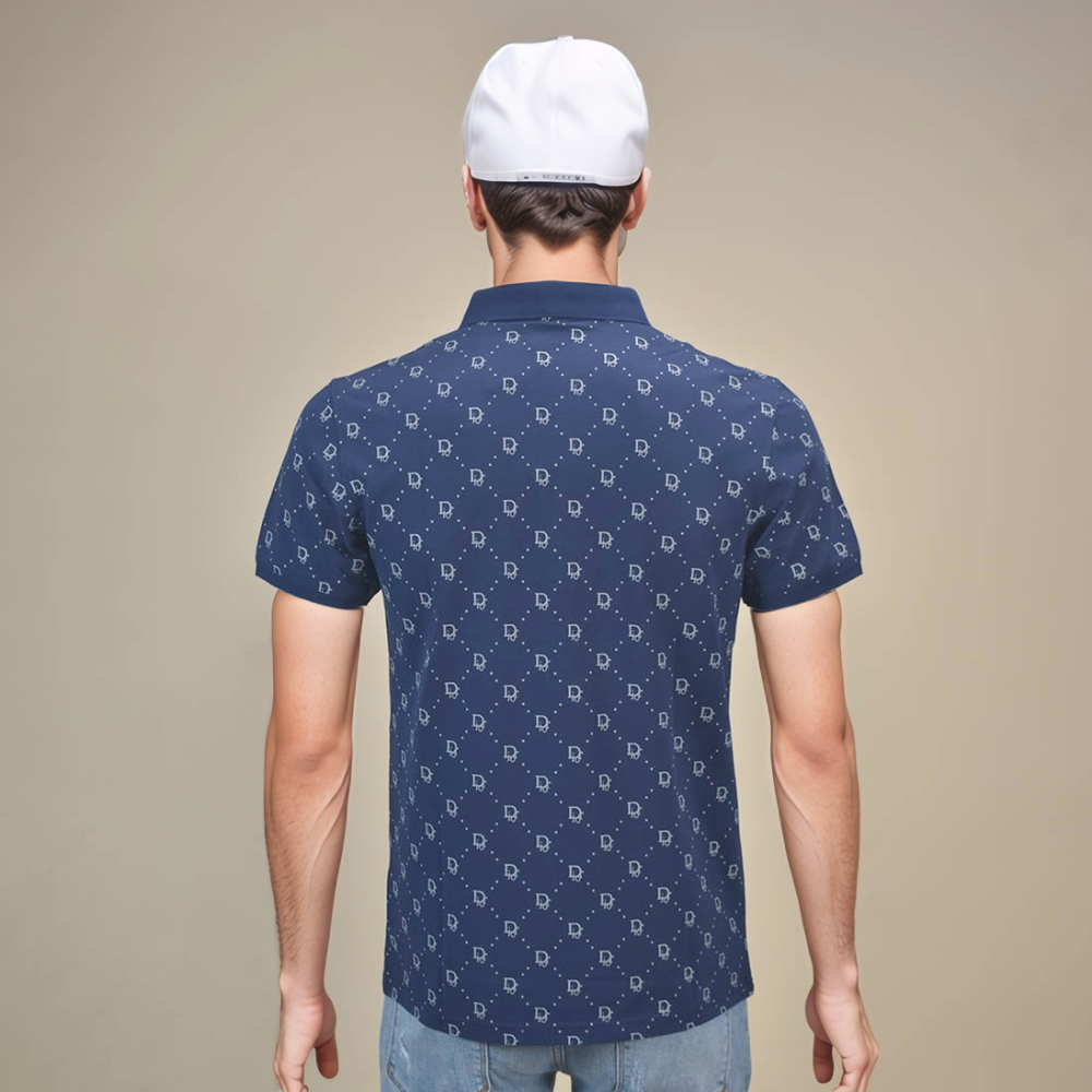 Dior Printed Blue Premium Quality Polo Tees-thumb-2