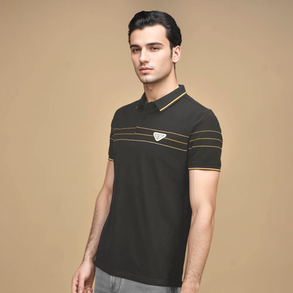 Prada Black Re-Nylon Premium Quality Polo T-shirt-thumb-0