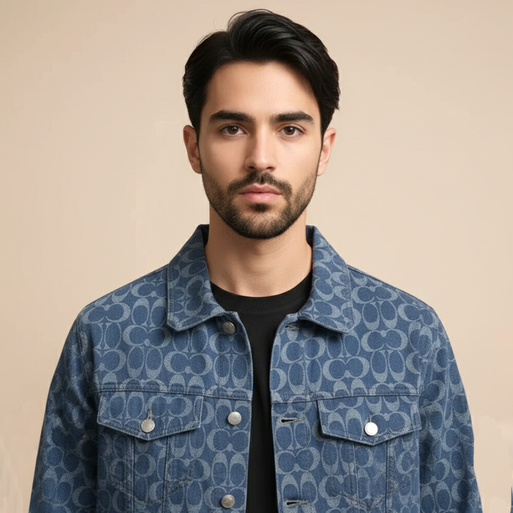 Coach Oblique Blue Premium Quality Denim Jacket-1