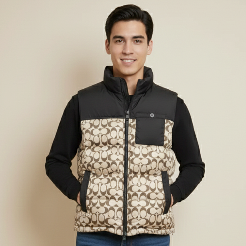 Coach Oblique Beige Premium Quality Half Jacket-thumb-0