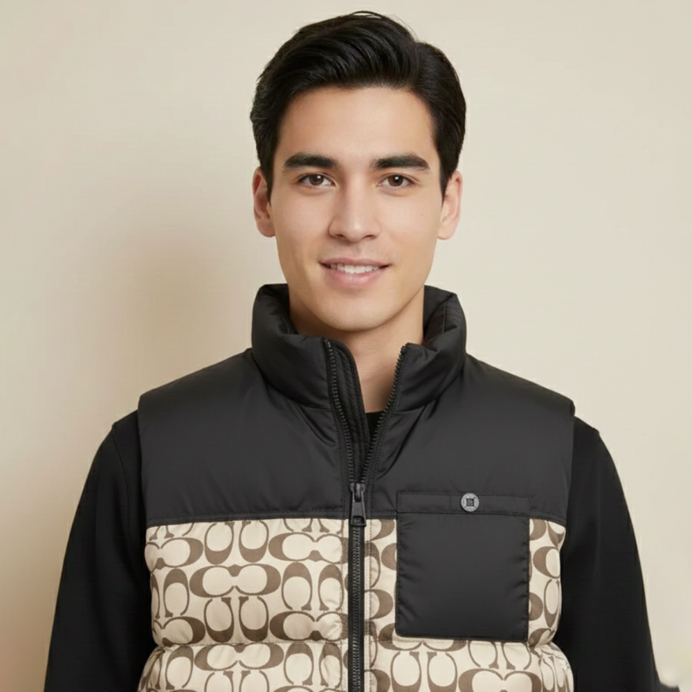 Coach Oblique Beige Premium Quality Half Jacket-thumb-1