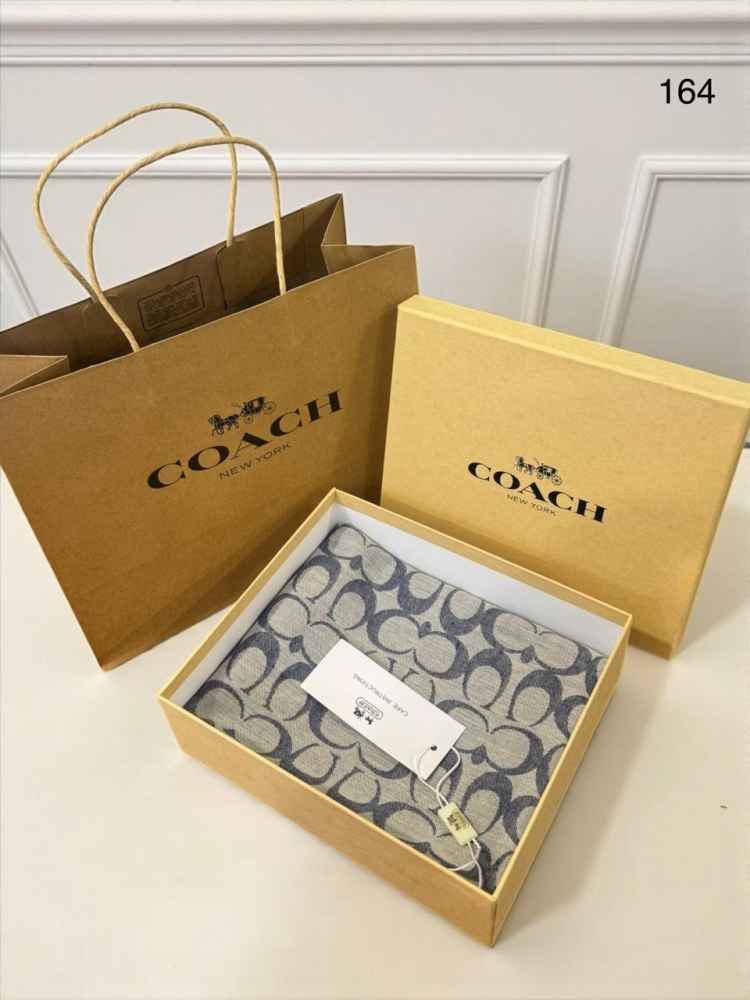 Coach Signature Blue C Border Woollen Stole-thumb-1