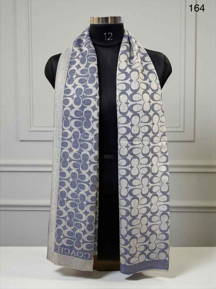 Coach Signature Blue C Border Woollen Stole-thumb-0