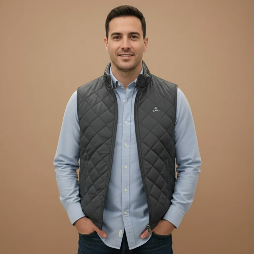 Gant Embroidered logo Black Premium Quality Half Jacket-thumb-0