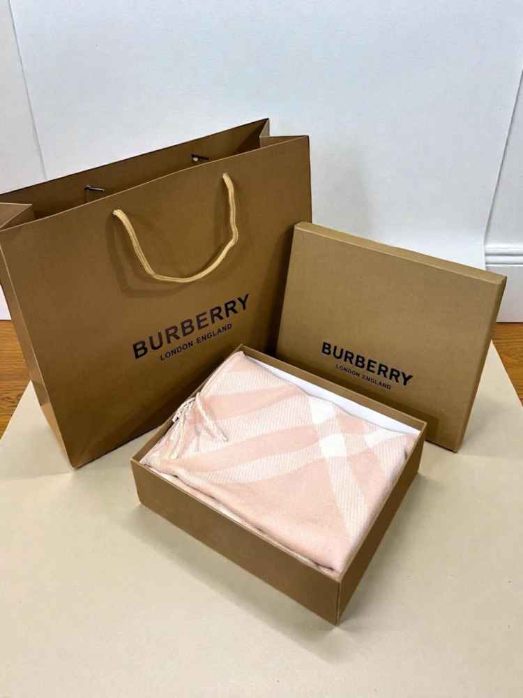 Burberry Check Cashmere Light Pink Stole-thumb-1