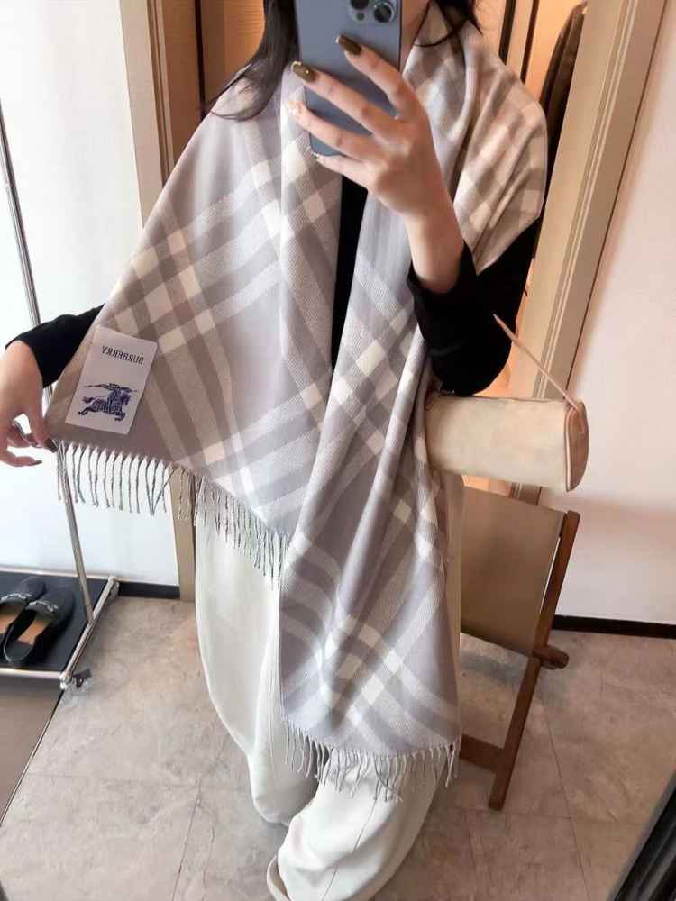 Burberry Check Cashmere Grey Stole-1