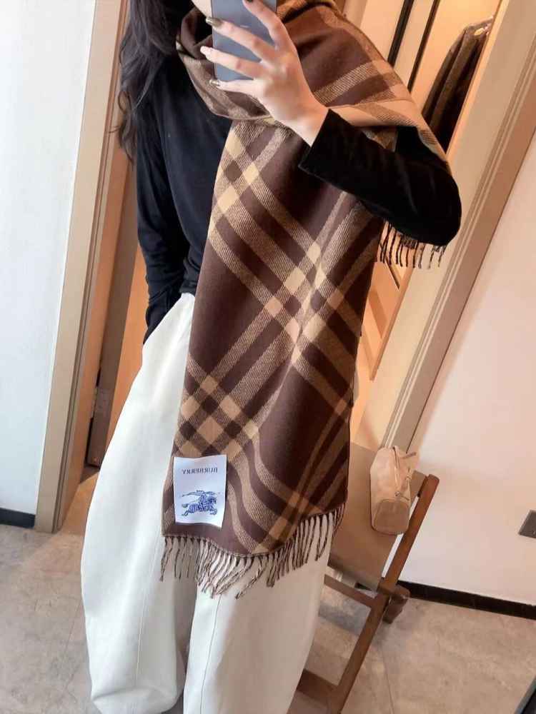 Burberry Check Cashmere Brown Stole-thumb-1