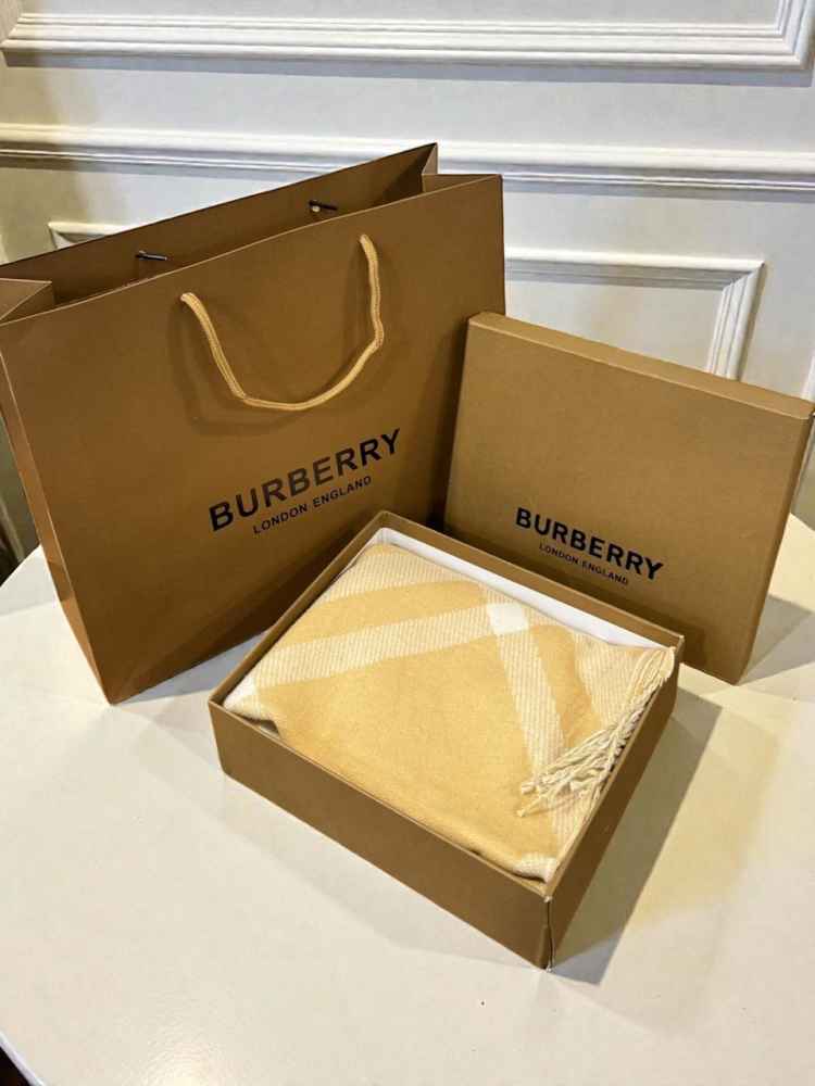 Burberry Check Cashmere Cream Stole-thumb-2