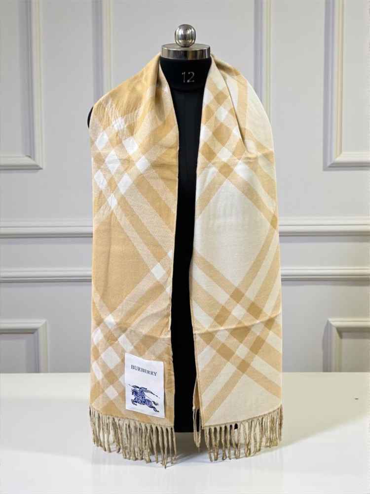 Burberry Check Cashmere Cream Stole-thumb-1