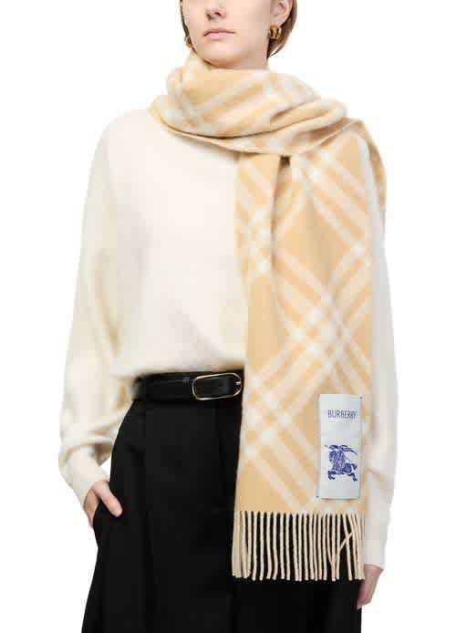 Burberry Check Cashmere Cream Stole-thumb-0