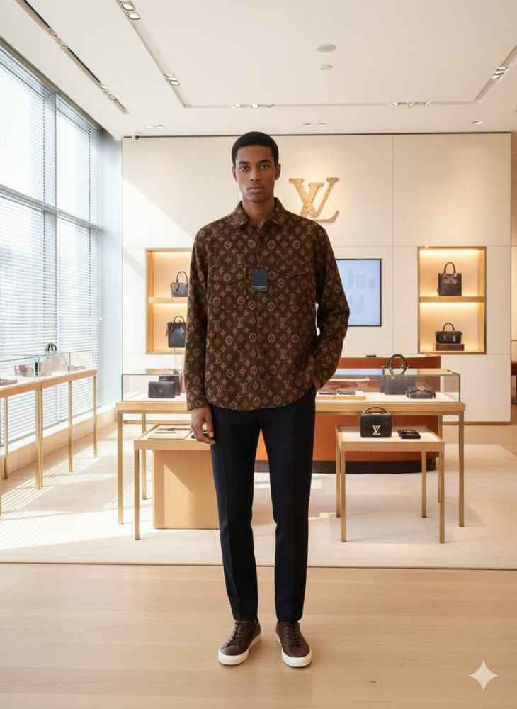 Louis Vuitton Monogram Brown Premium Cotton Shirt-2
