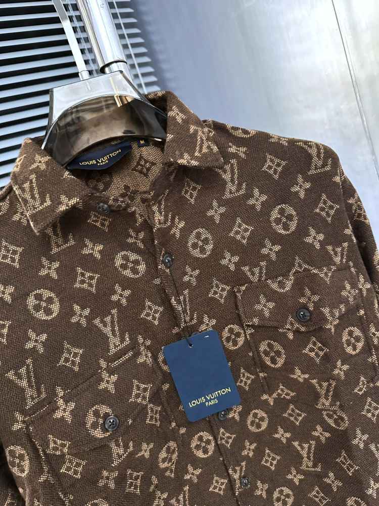 Louis Vuitton Monogram Brown Premium Cotton Shirt-4