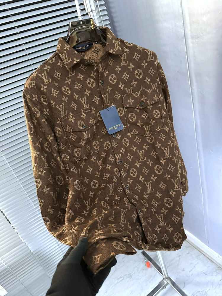 Louis Vuitton Monogram Brown Premium Cotton Shirt-5