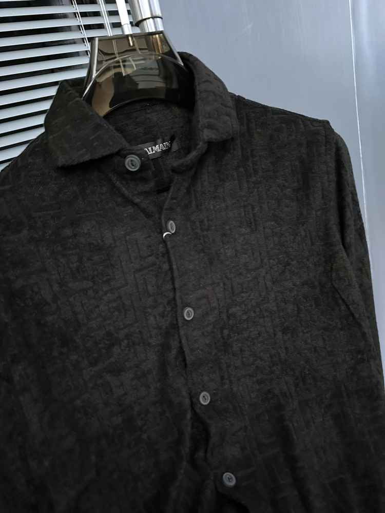 Balmain Embroidered Black Premium Cotton Shirt-1