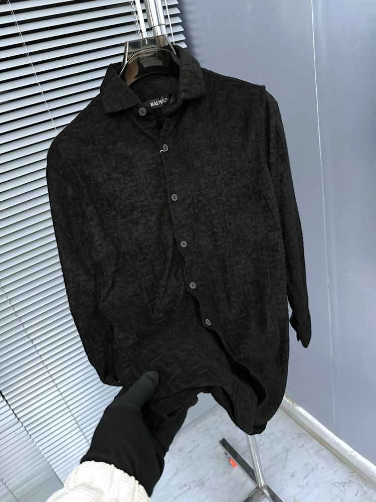 Balmain Embroidered Black Premium Cotton Shirt-2