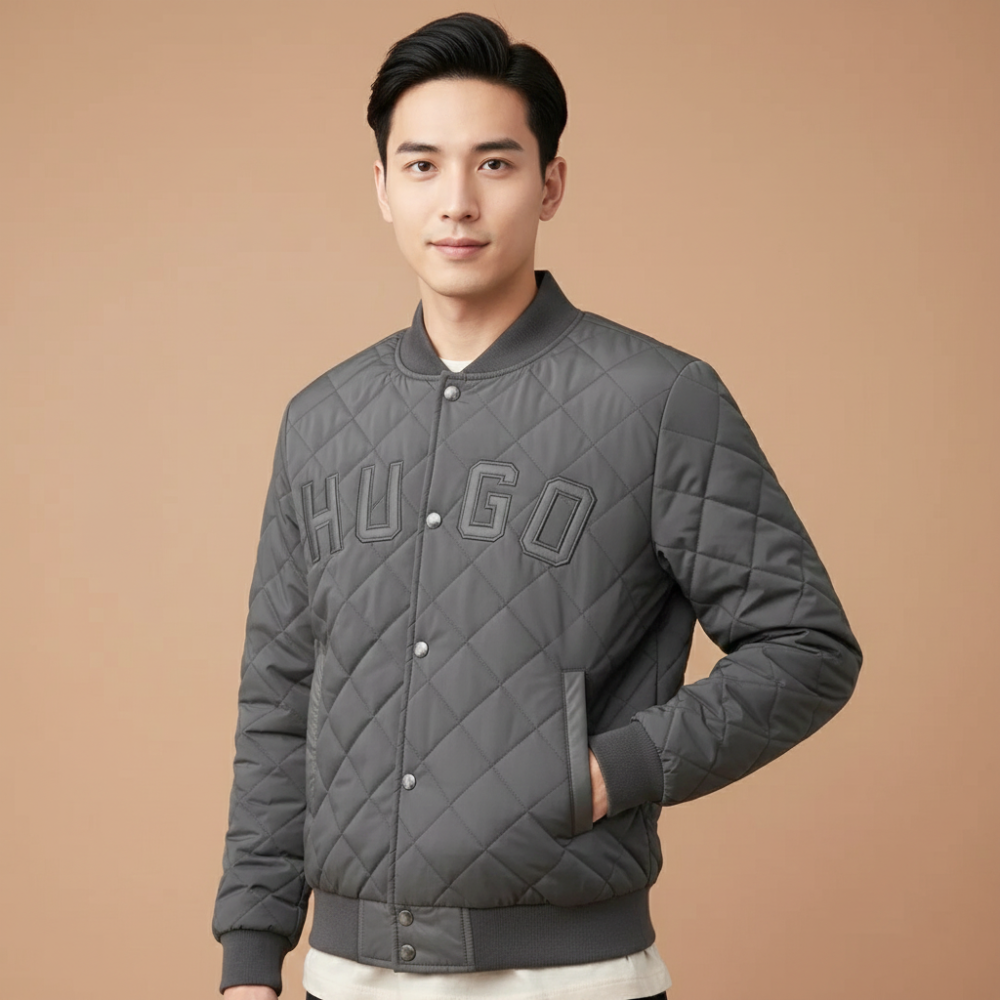 Boss Embroidered logo Grey Premium Quality Jacket-thumb-0