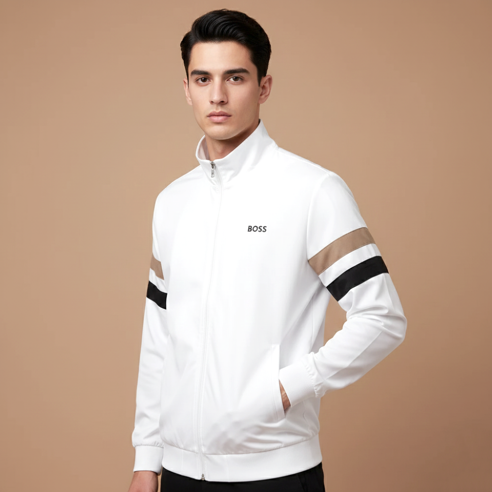 Boss Embroidered logo White Premium Quality Zipper-thumb-0