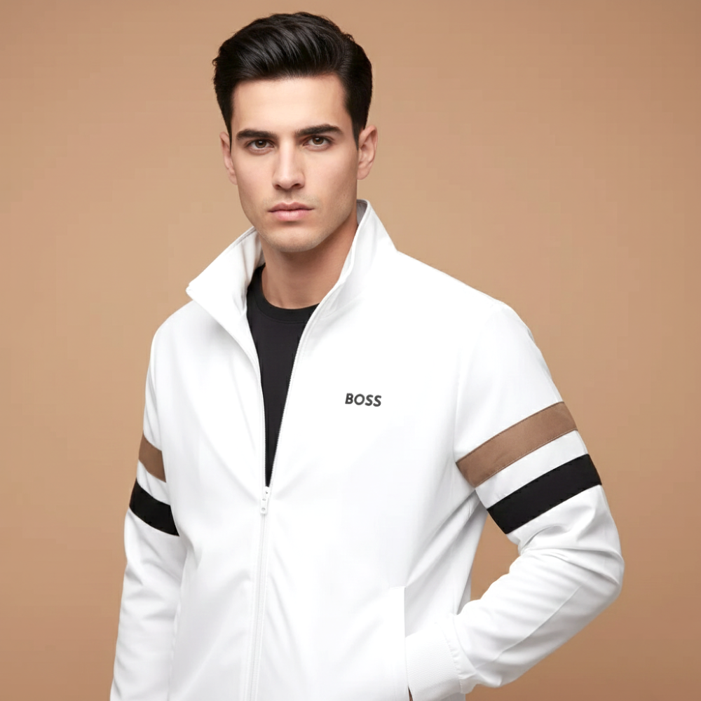 Boss Embroidered logo White Premium Quality Zipper-thumb-1