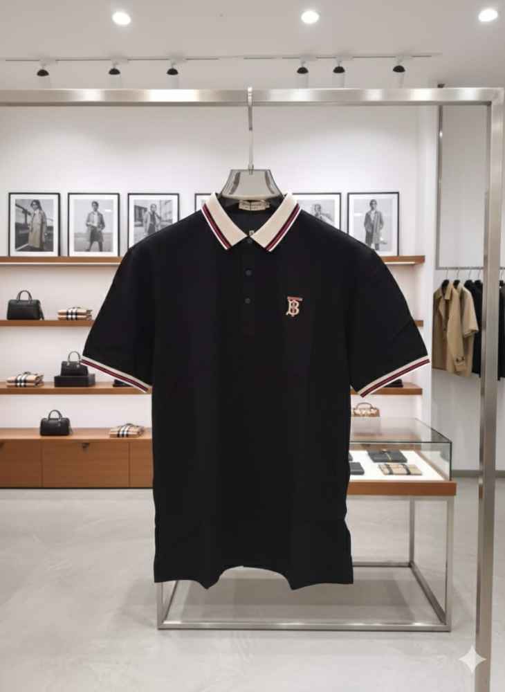 Burberry Black Premium Exclusive Polo T-shirt-thumb-3