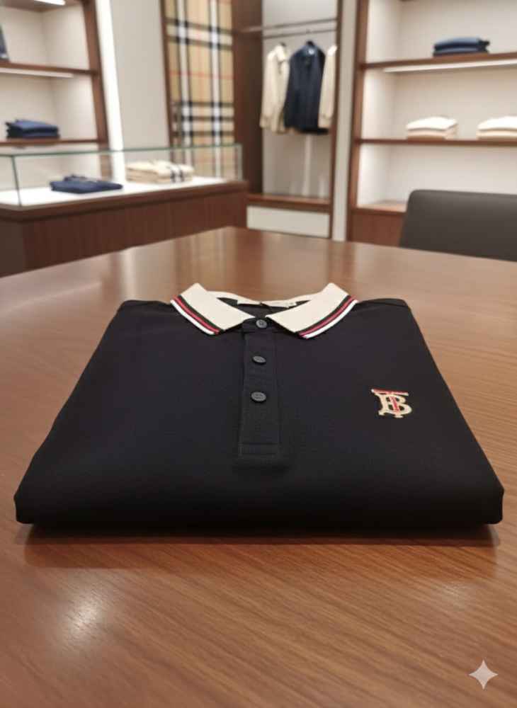 Burberry Black Premium Exclusive Polo T-shirt-thumb-2