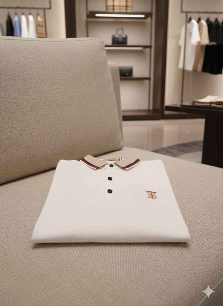 Burberry White Premium Exclusive Polo T-shirt-1