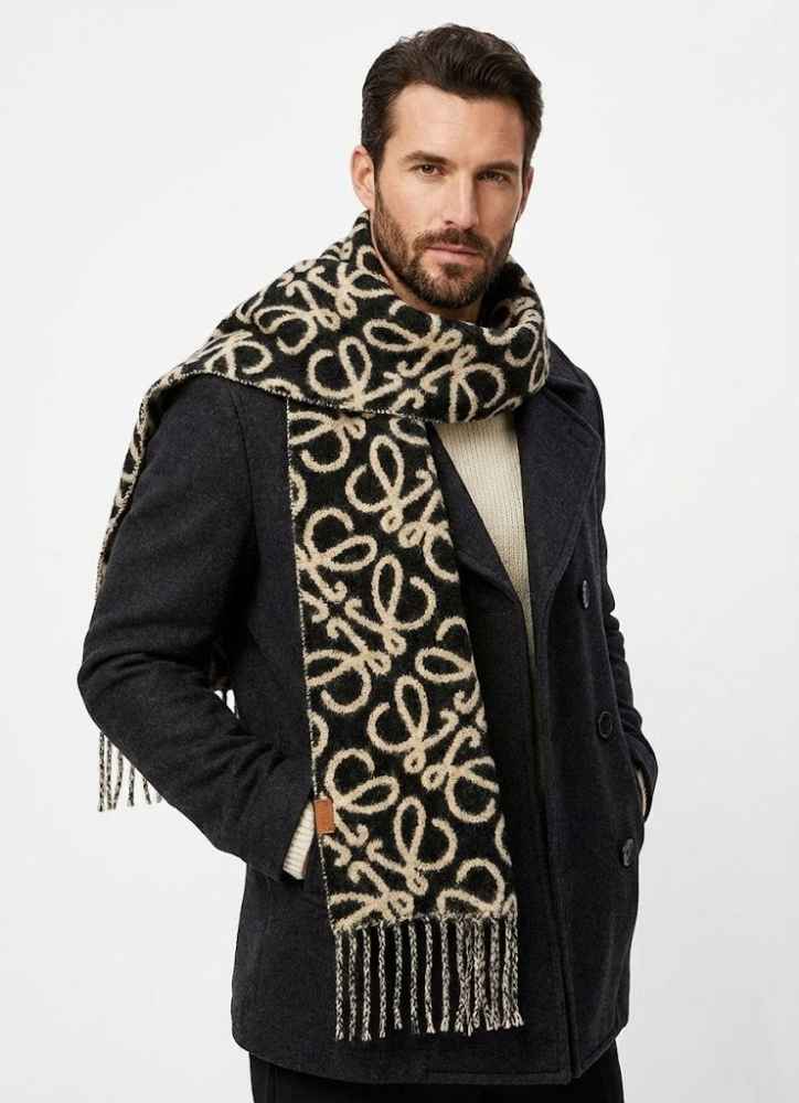 Loewe Anagram Black Woollen Stole-thumb-0