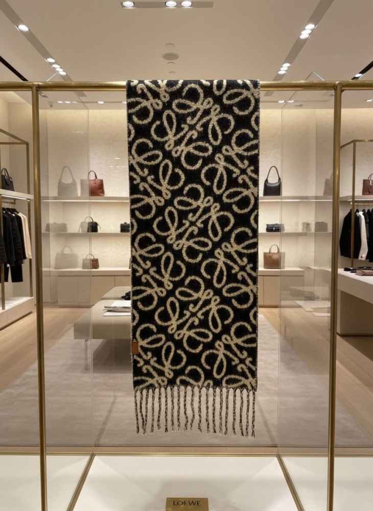 Loewe Anagram Black Woollen Stole-thumb-2