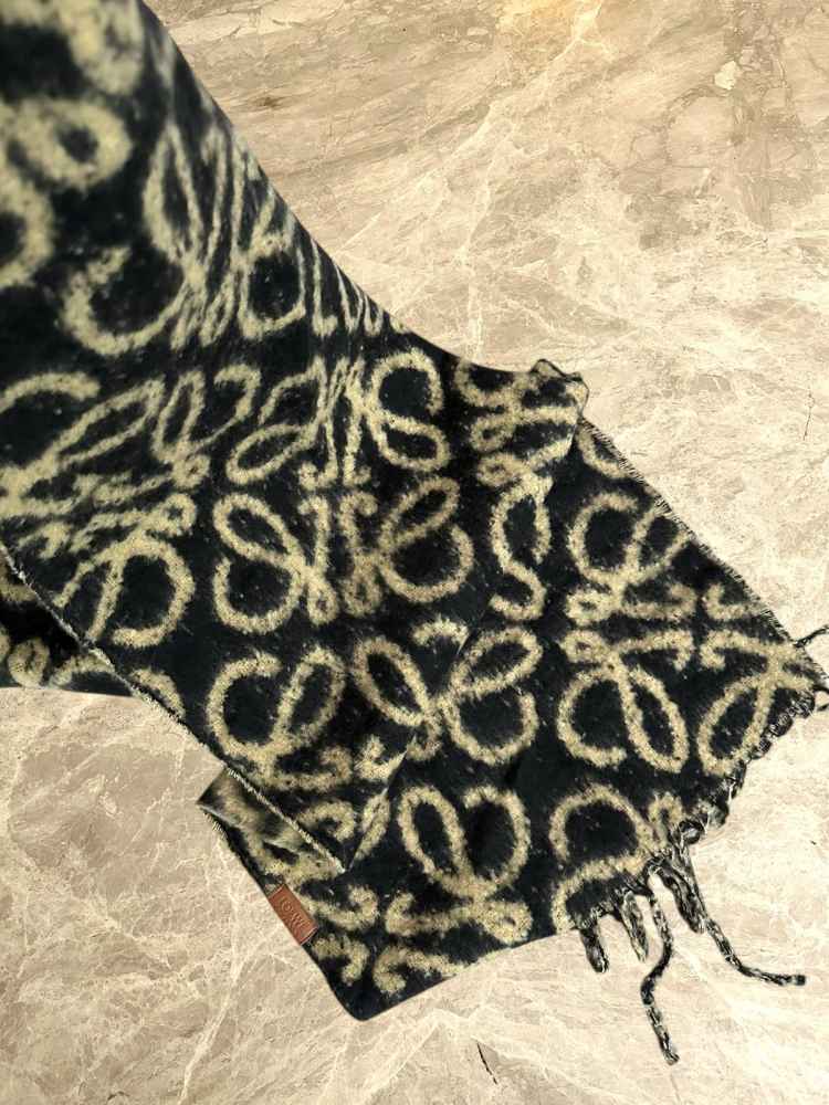 Loewe Anagram Black Woollen Stole-thumb-4