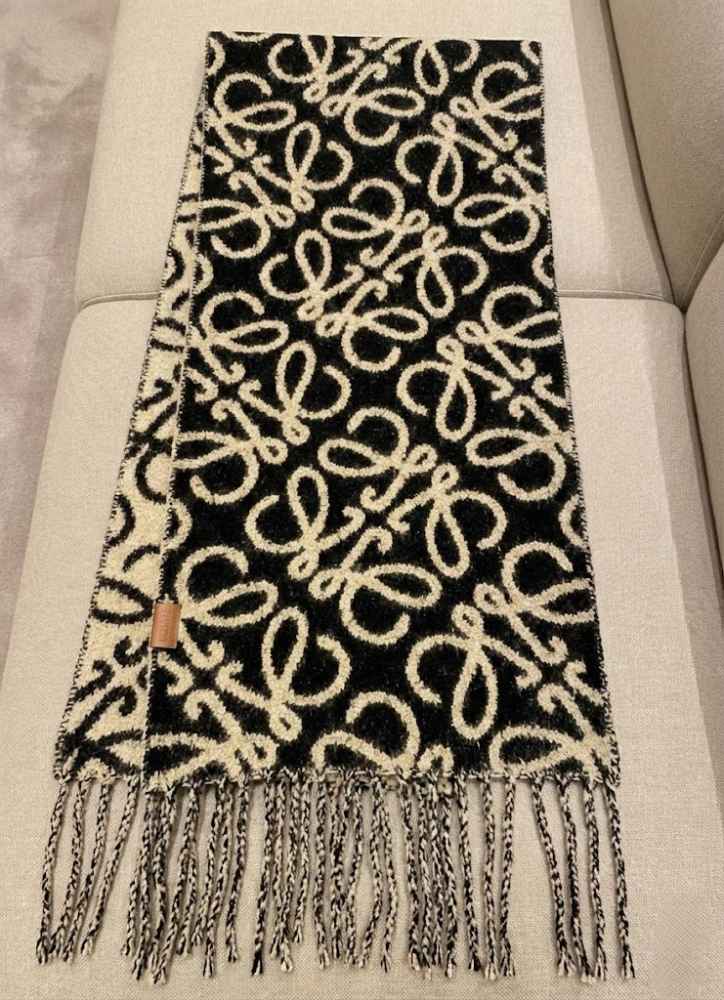 Loewe Anagram Black Woollen Stole-thumb-3