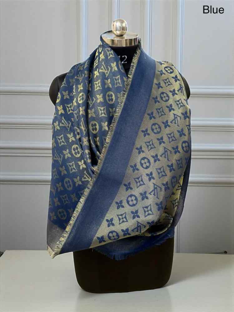 Louis Vuitton Reversible Blue Shine Monogram Shawl-1