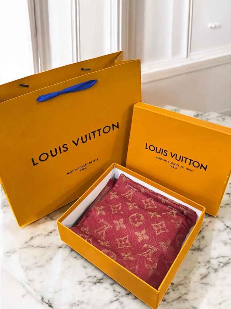 Louis Vuitton Reversible Red Shine Monogram Shawl-thumb-2