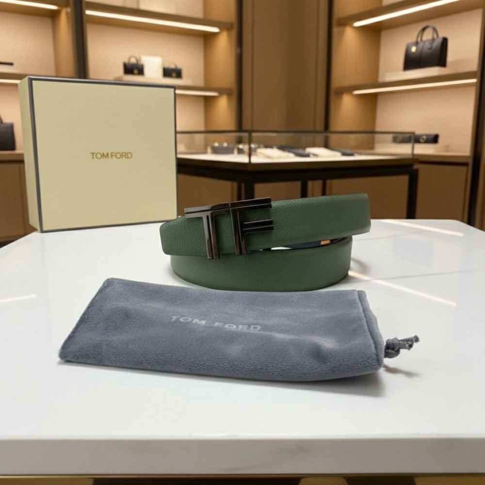 Tom Ford Green Premium Quality Leather Belt-thumb-0