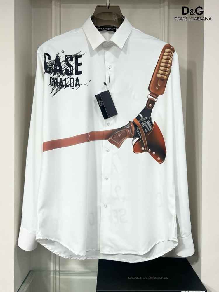 Dolce & Gabbana Revolver Print  White Premium Shirt-3