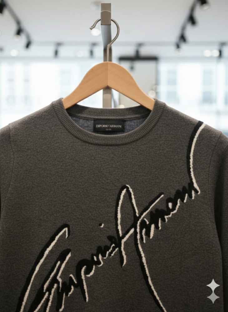 Emporio Armani Dark Grey High-End Authentic Quality Pullover-thumb-3