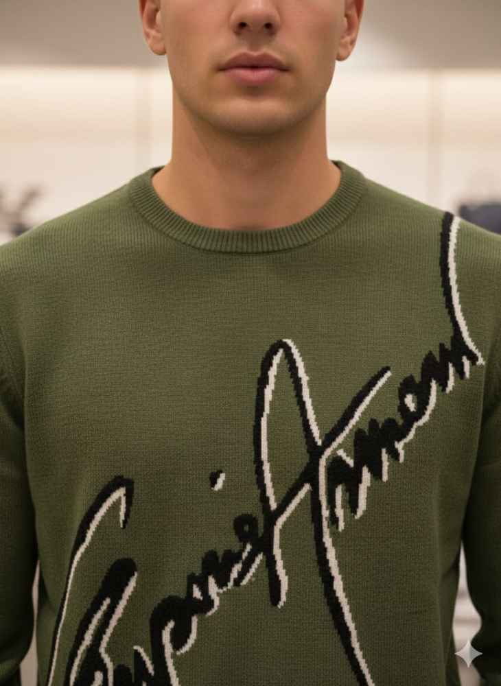 Emporio Armani Green High-End Authentic Quality Pullover-thumb-3