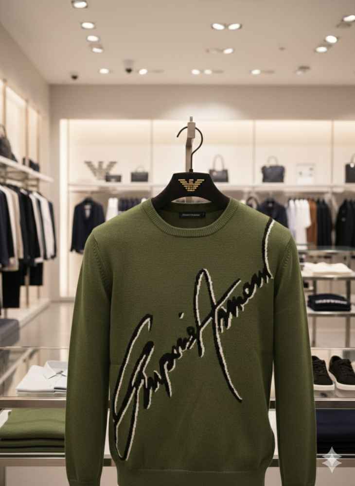 Emporio Armani Green High-End Authentic Quality Pullover-thumb-1