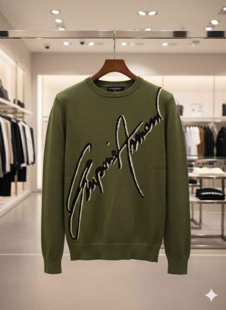 Emporio Armani Green High-End Authentic Quality Pullover-thumb-2