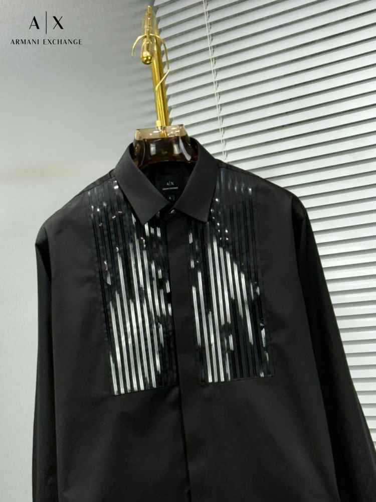 Armani Exchange Black Premium Quality Cotton Shirt-thumb-1