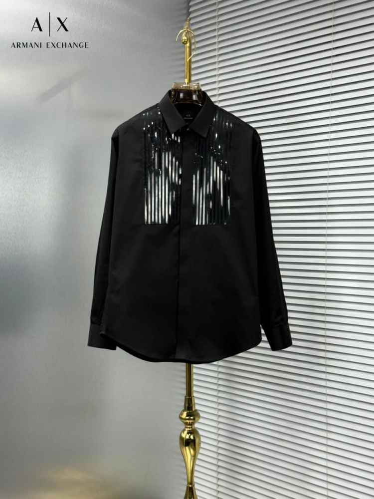 Armani Exchange Black Premium Quality Cotton Shirt-thumb-0
