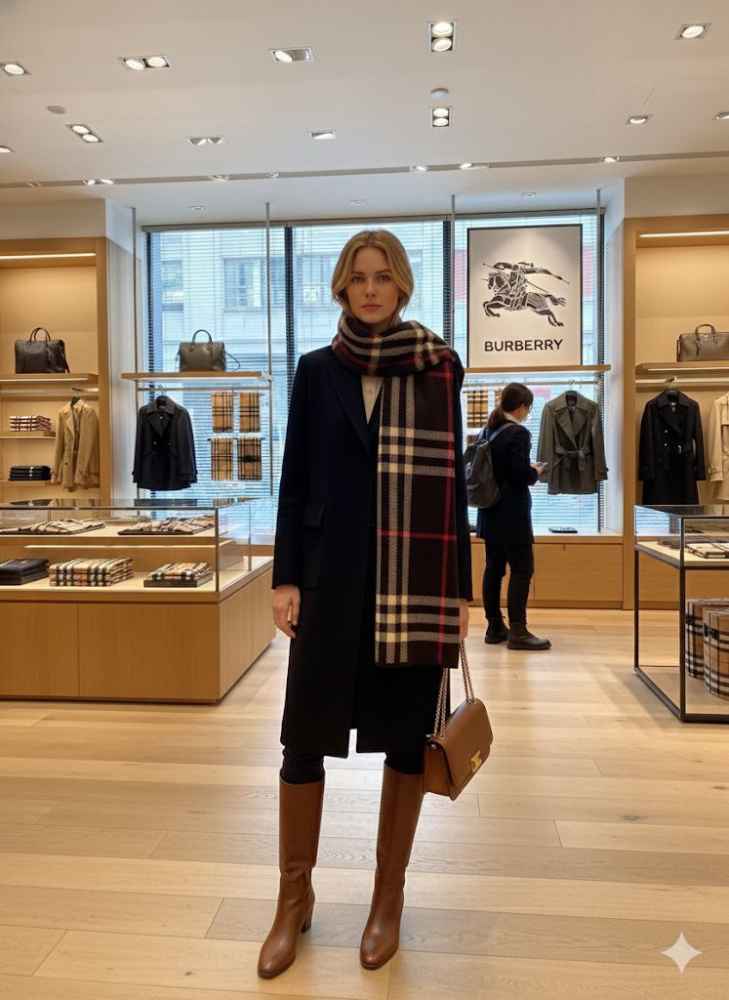 Burberry Check Cashmere Black Premium quality Stole-1