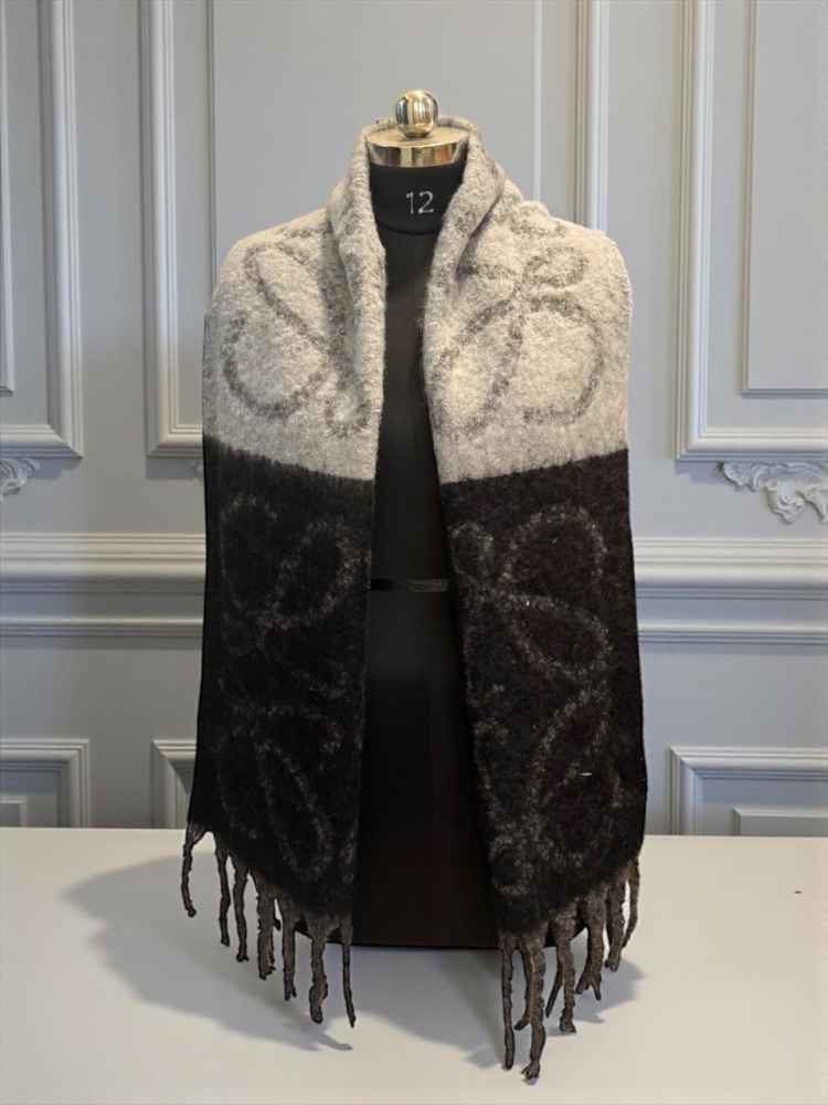 Loewe Anagram Black Woollen Stole-thumb-0