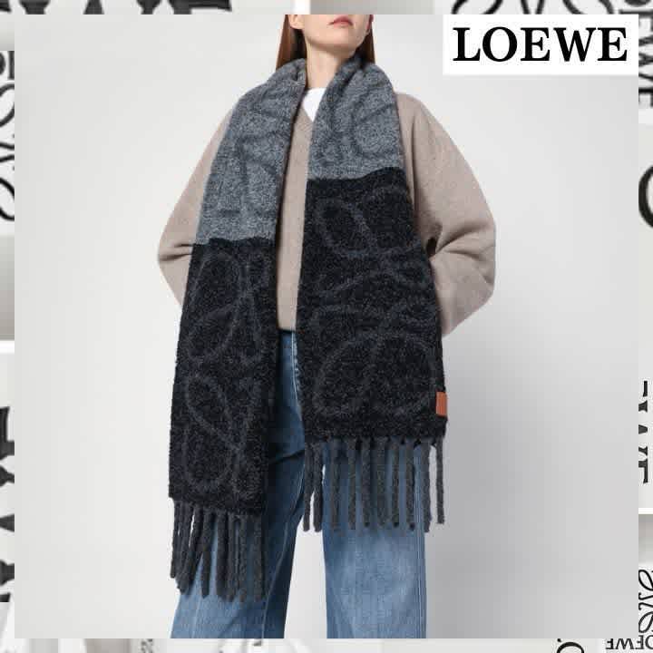Loewe Anagram Black Woollen Stole-thumb-0