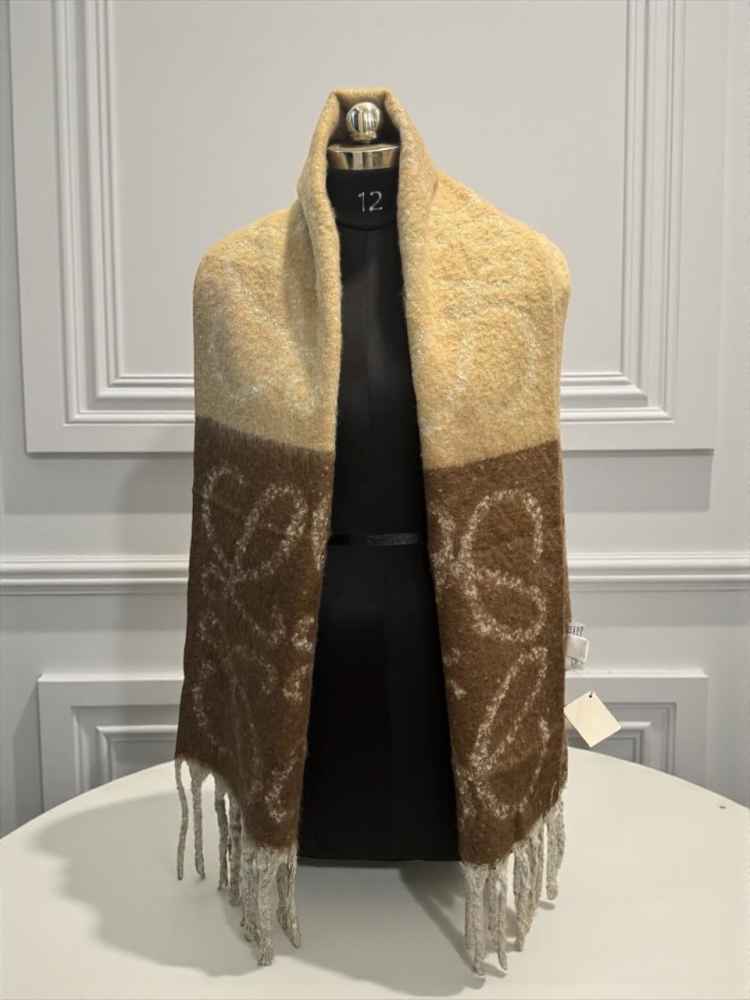 Loewe Anagram Brown Woollen Stole-thumb-0