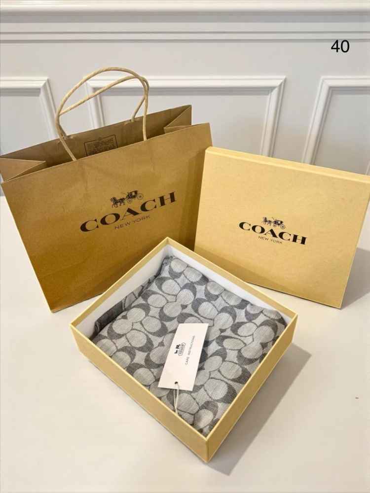 Coach Signature Grey C Border Woollen Stole-thumb-1