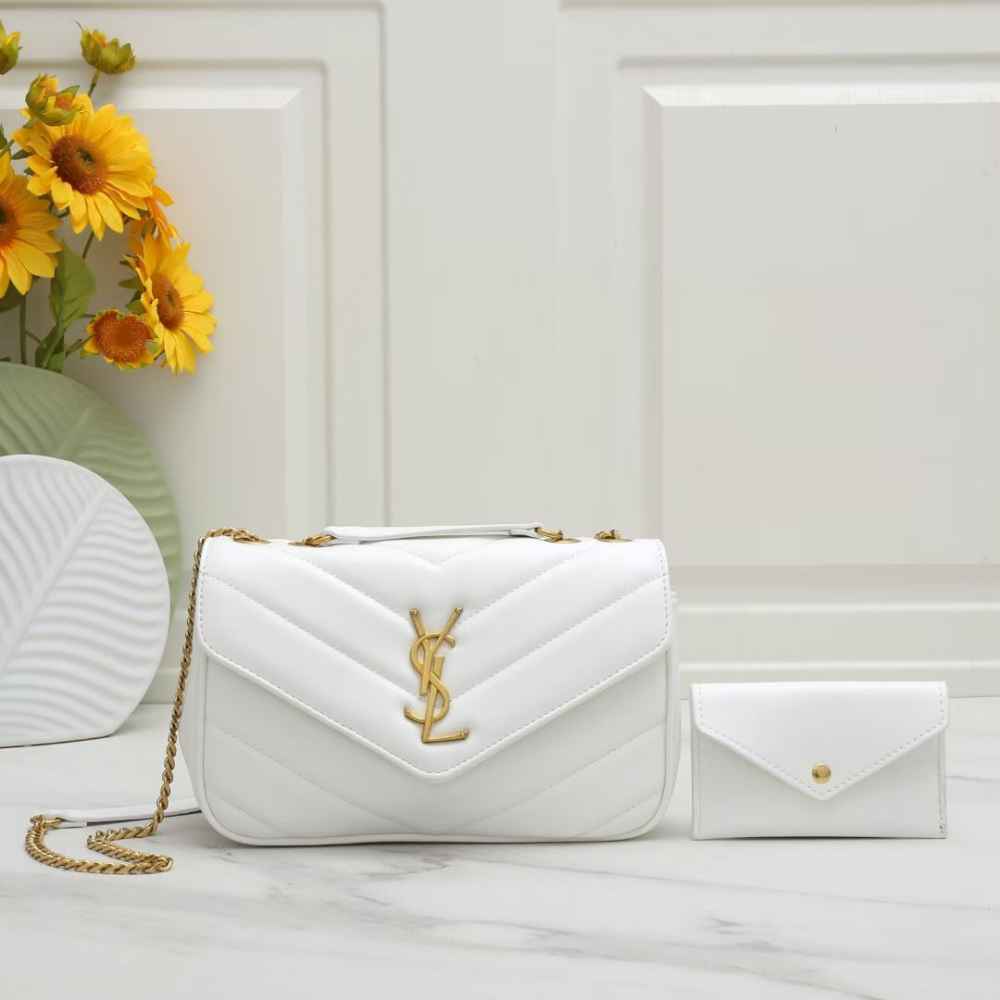 Saint Laurent loulou small in matelassé White Bag-thumb-0