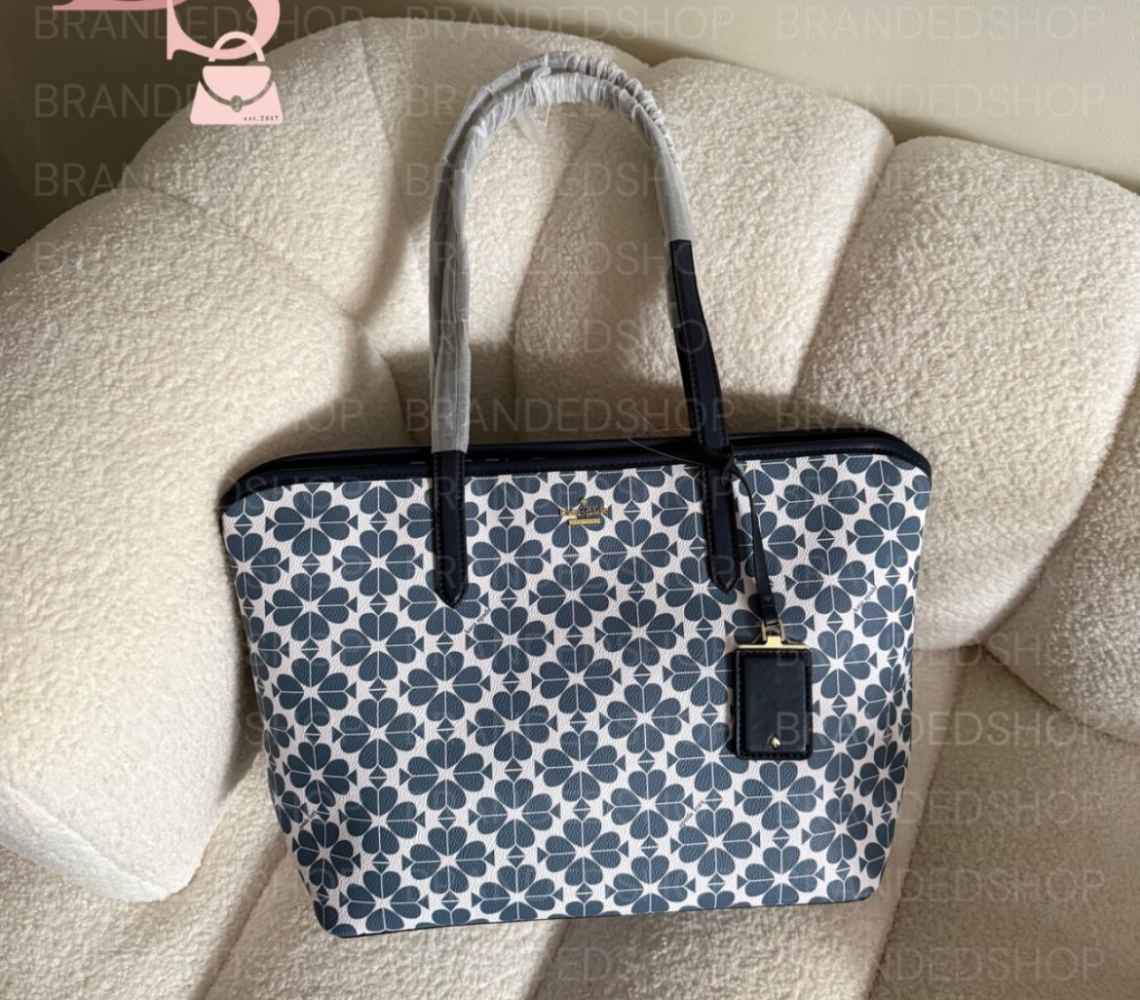 Kate Spade Signature Blue Floral Tote Bag-thumb-0