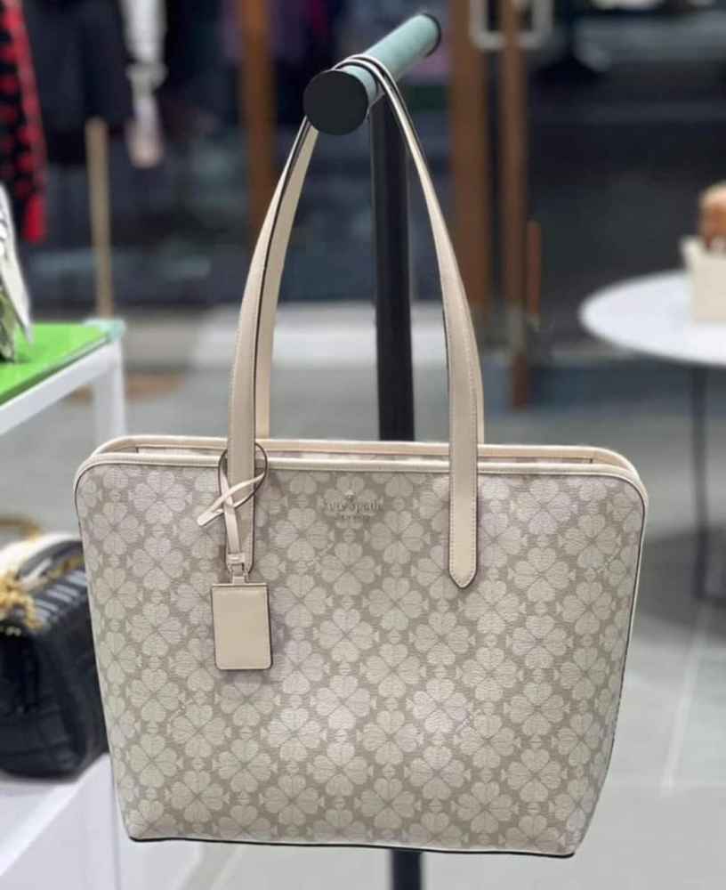Kate Spade Signature Beige Floral Tote Bag-thumb-0