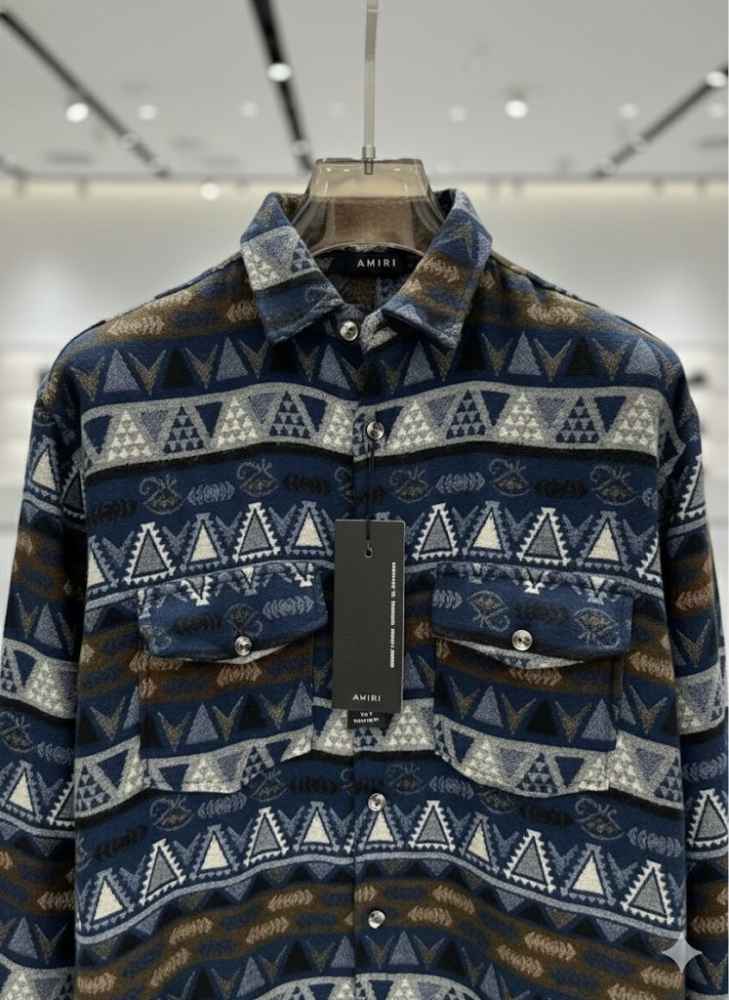 Amiri Print Blue Premium Quality Men's Shirts-2