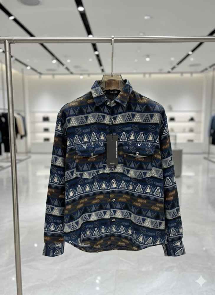 Amiri Print Blue Premium Quality Men's Shirts-1